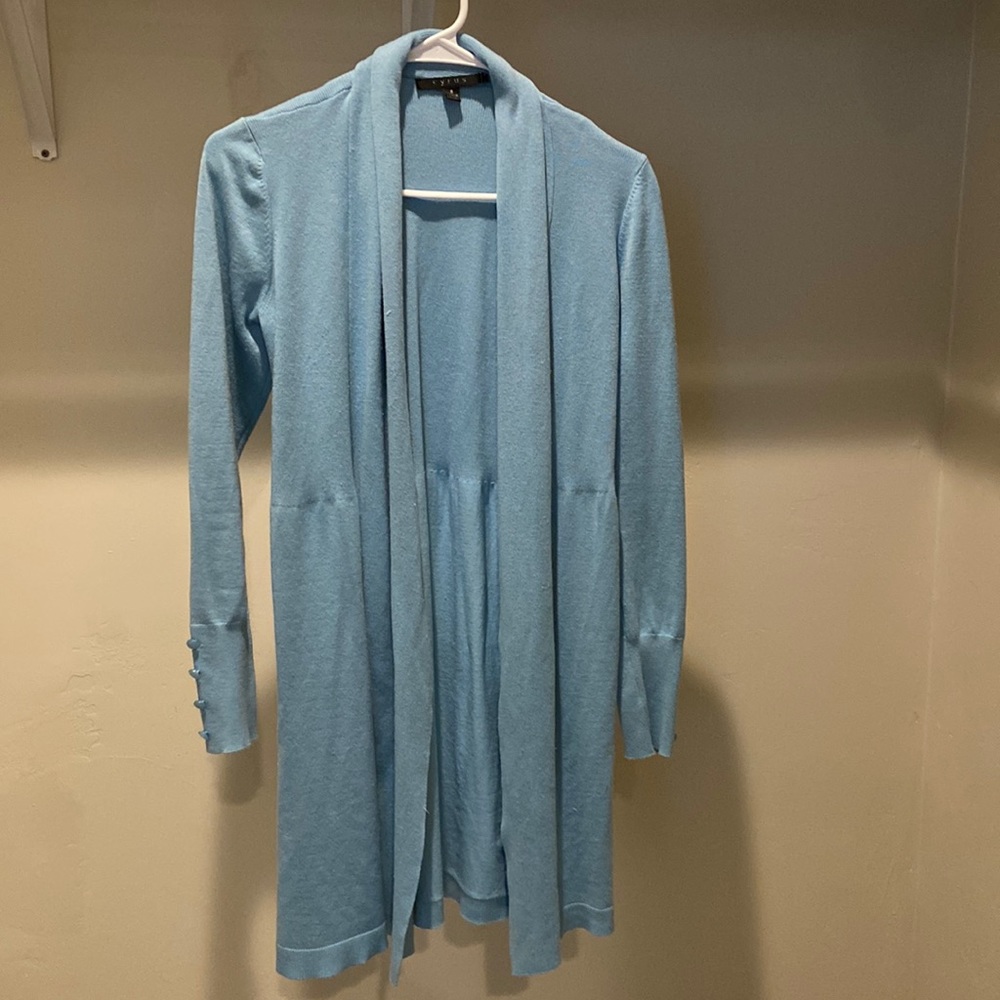 Tiffany blue long cardigan sweater